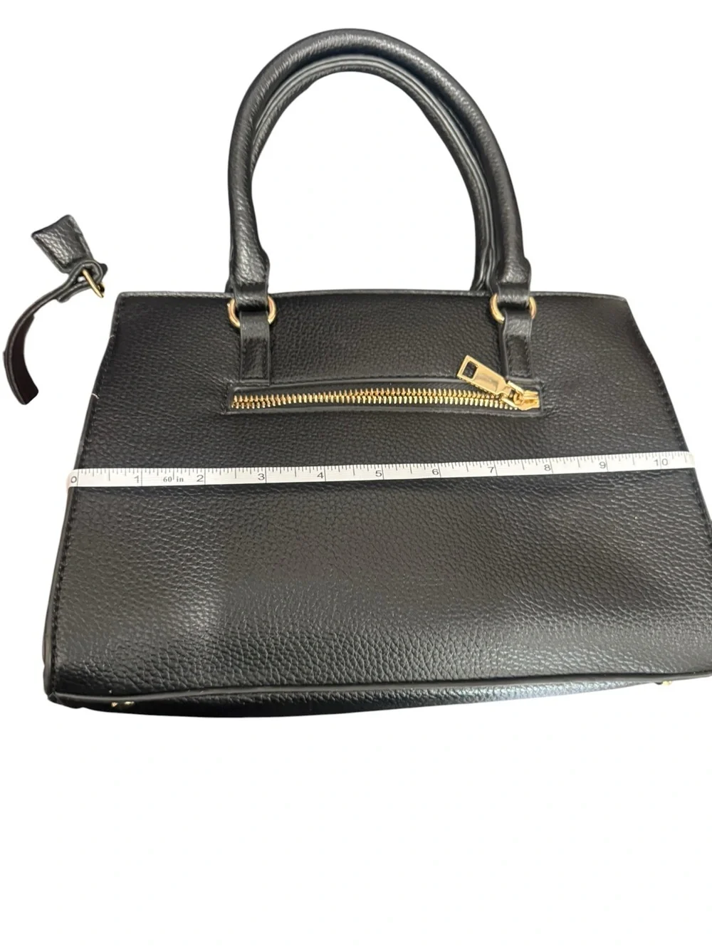 Classic Black Structured Satchel Handbag - Leather-Texture Finish